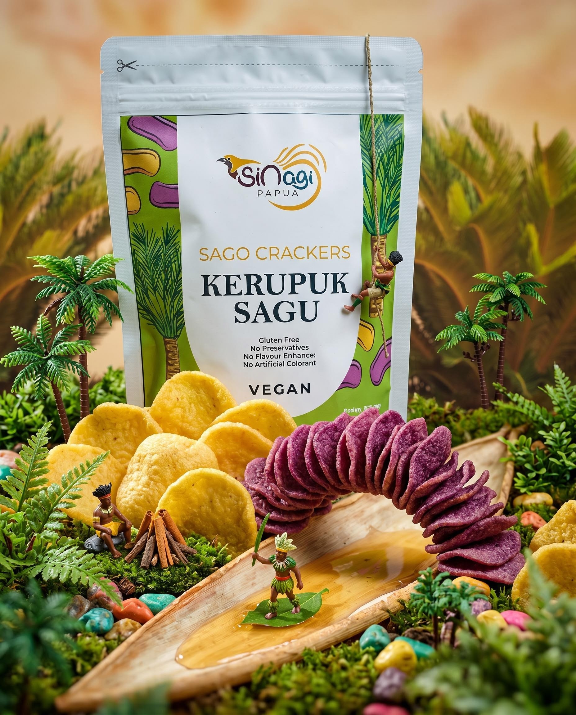 Kerupuk Sagu Papua / Kerupuk Vegan Vegetarian Keripik Kripik Cemilan